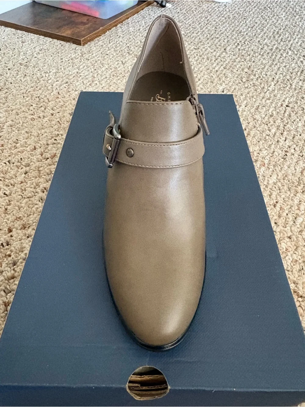 Men's Brown Leather Buckle Slip-On Dress Shoe